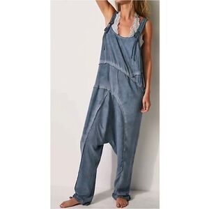 NWT Free People Act Natural Shapeless Flowy Loose Romper | Size Large | Gray